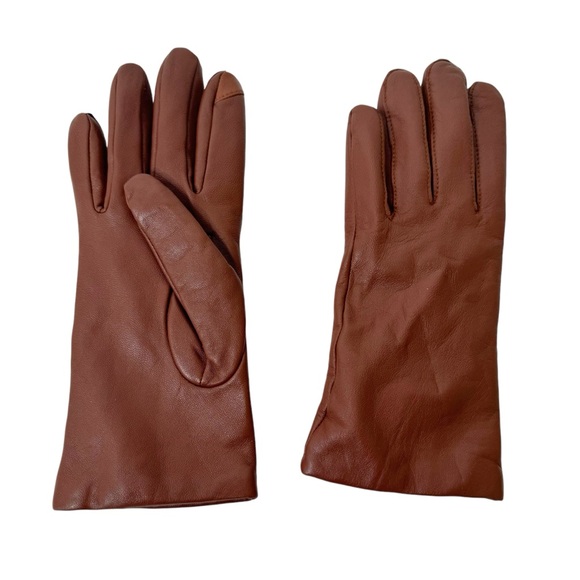 Accessories - Brown Faux Vegan Leather Gloves Medium